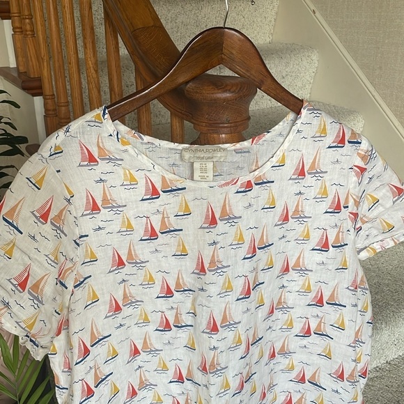 Cynthia Rowley Linen Novelty Sail Boat Tunic Top - Picture 2 of 8